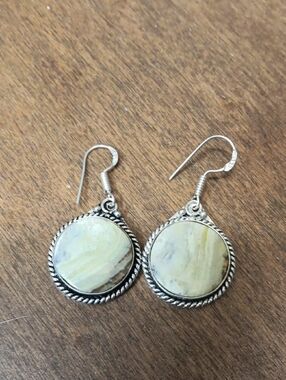 Handcrafted Cream Stone Drop Earrings - Women Jewelry